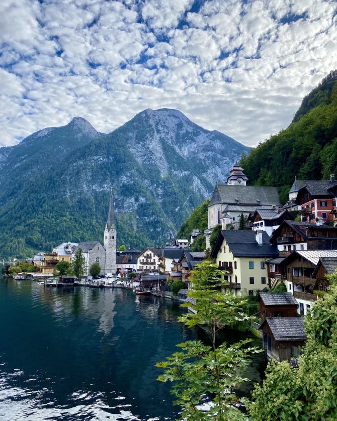 Town on lake in Switzerland.