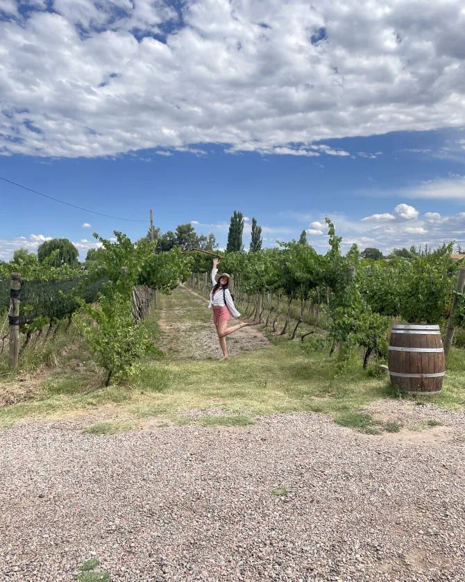 Picture of lizzy in vineyard