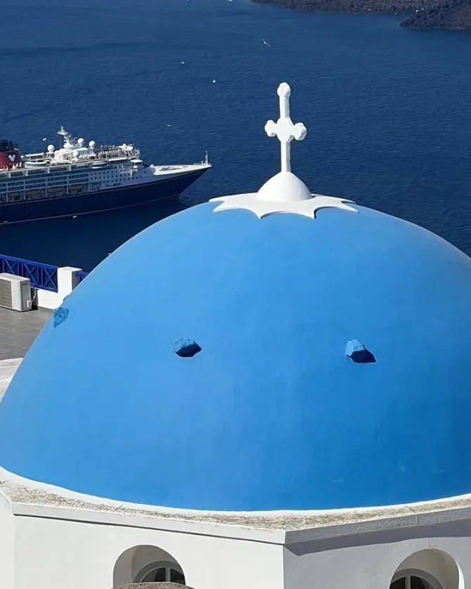 Picture of Greek Church With Blue Dome
