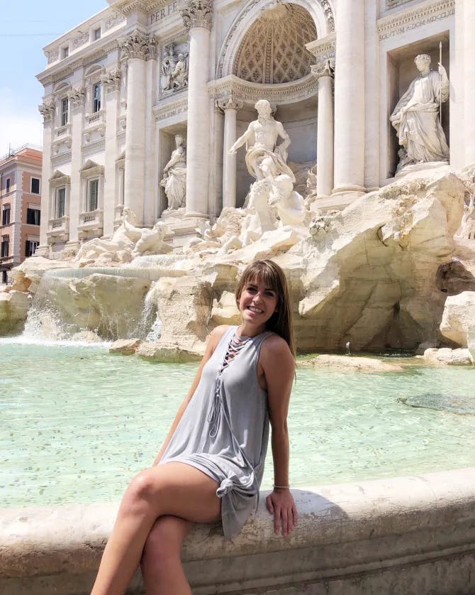 Picture of Morgan at Trevi Fountain on a sunny day 