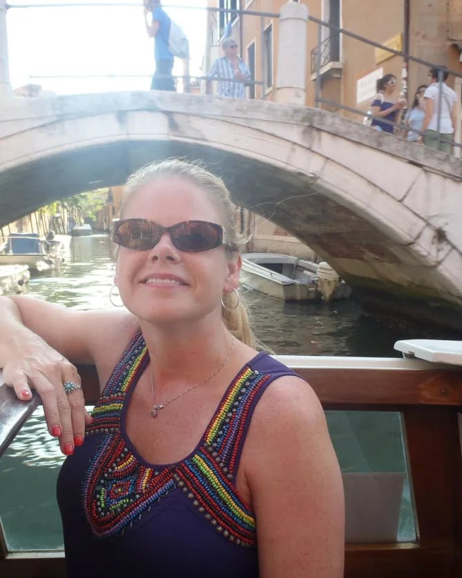 Shanna Payner on Venice bridge