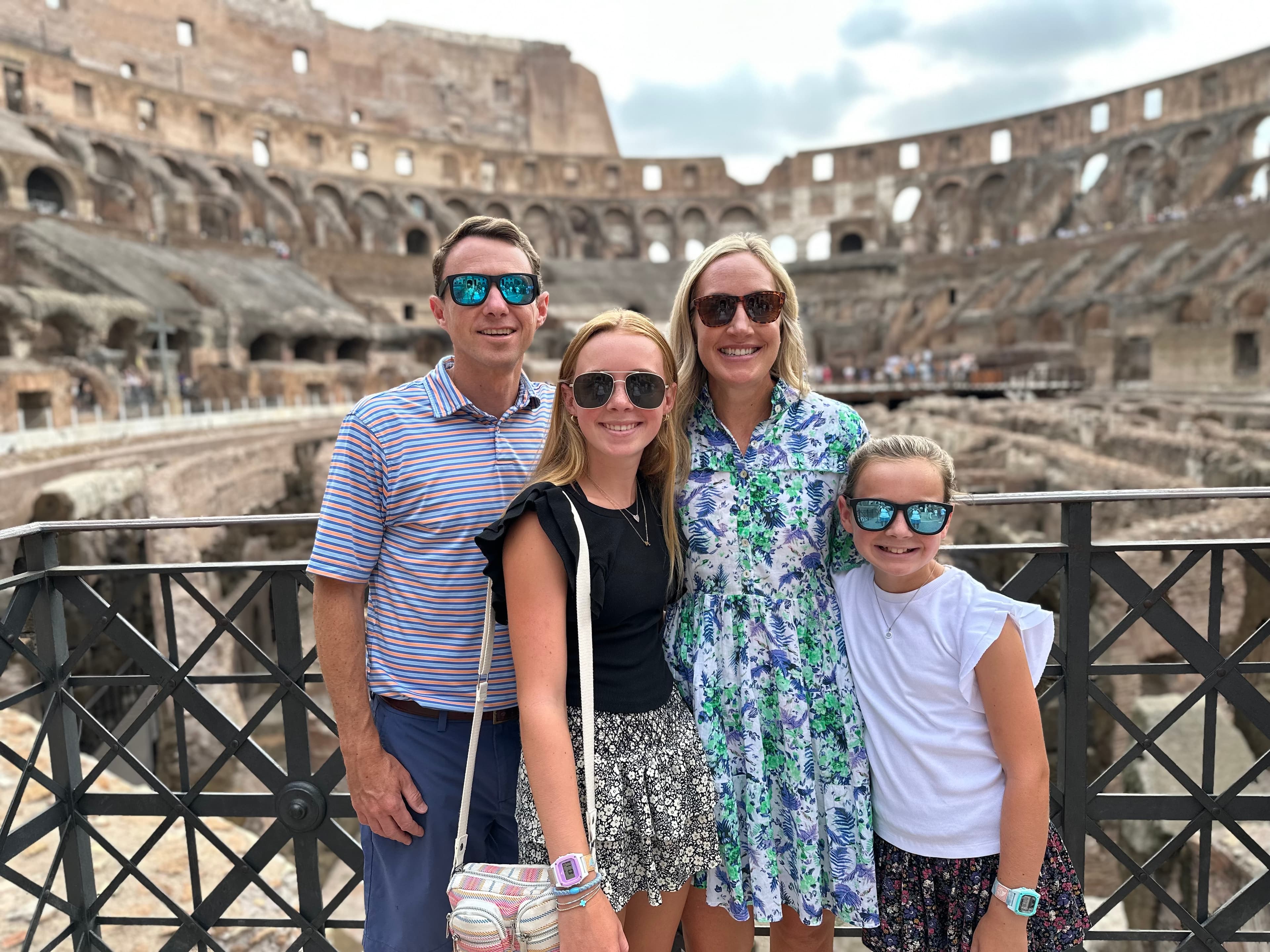 Posing for a family photo at The Colosseum
