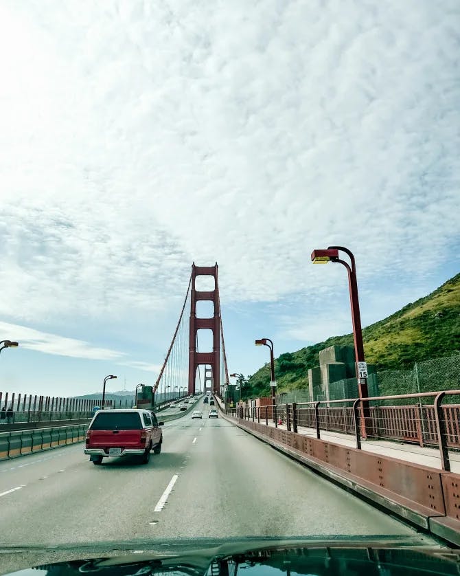 Driving across the bridge