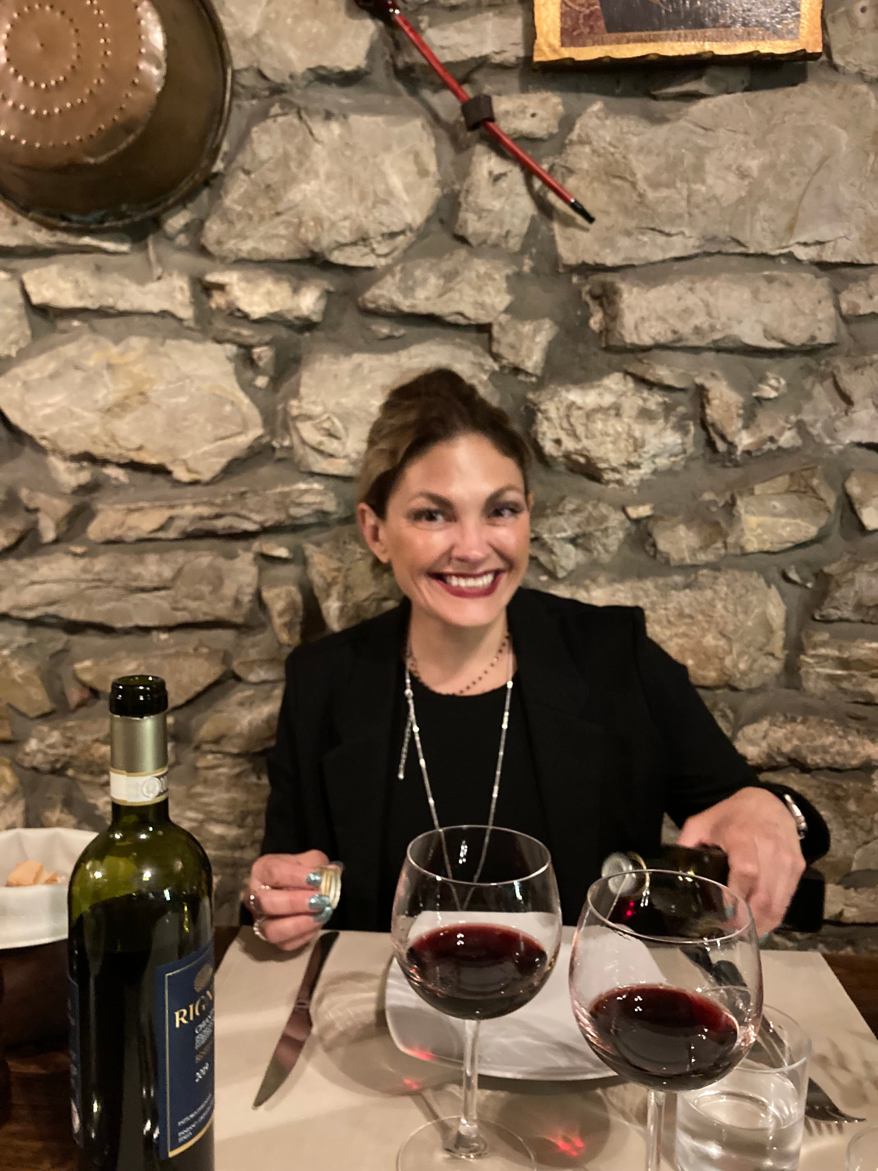 Having dinner at a restaurant