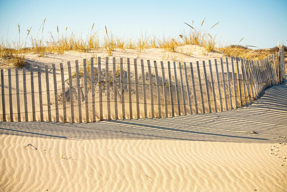 Wooden fence on the beach during daytime