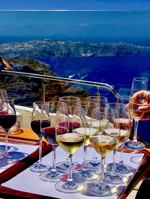 Greek wine view at seaside
