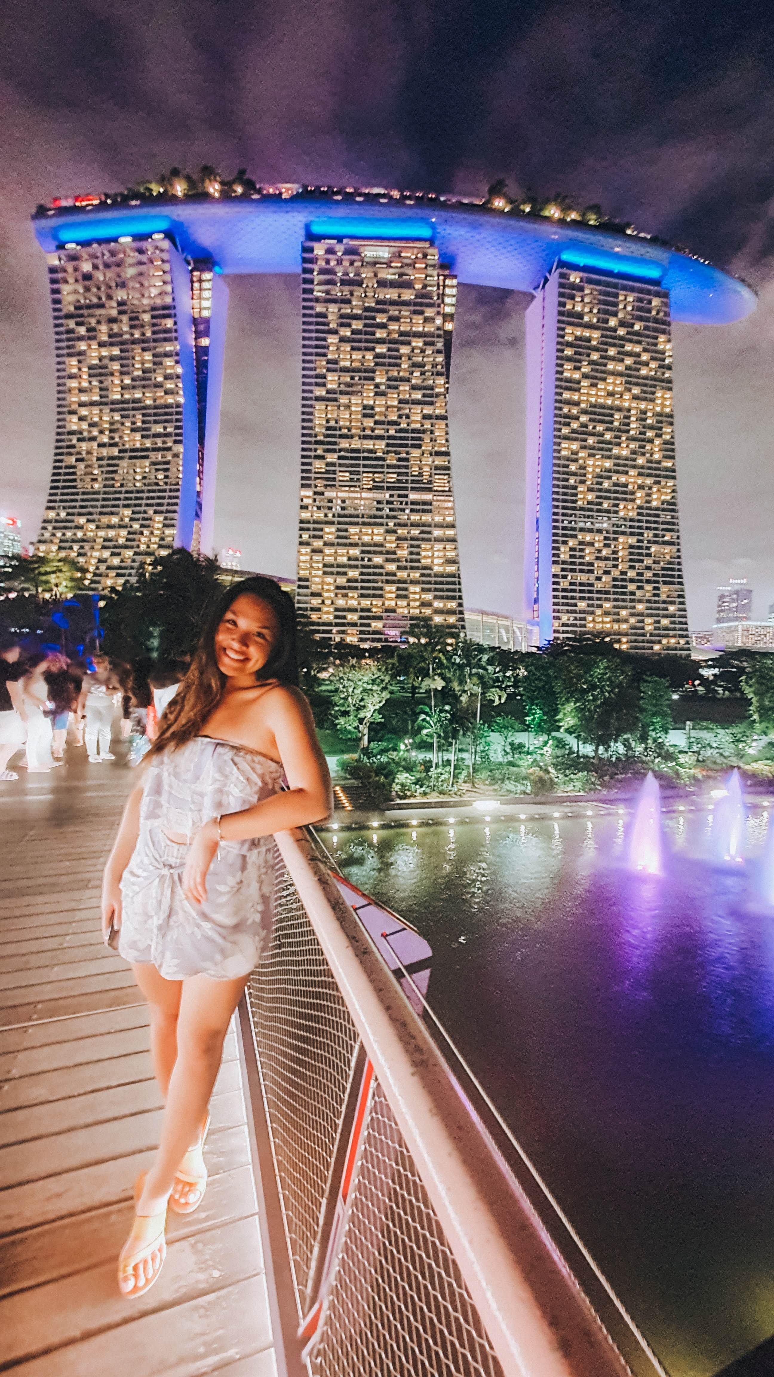 Bright night lights and beach