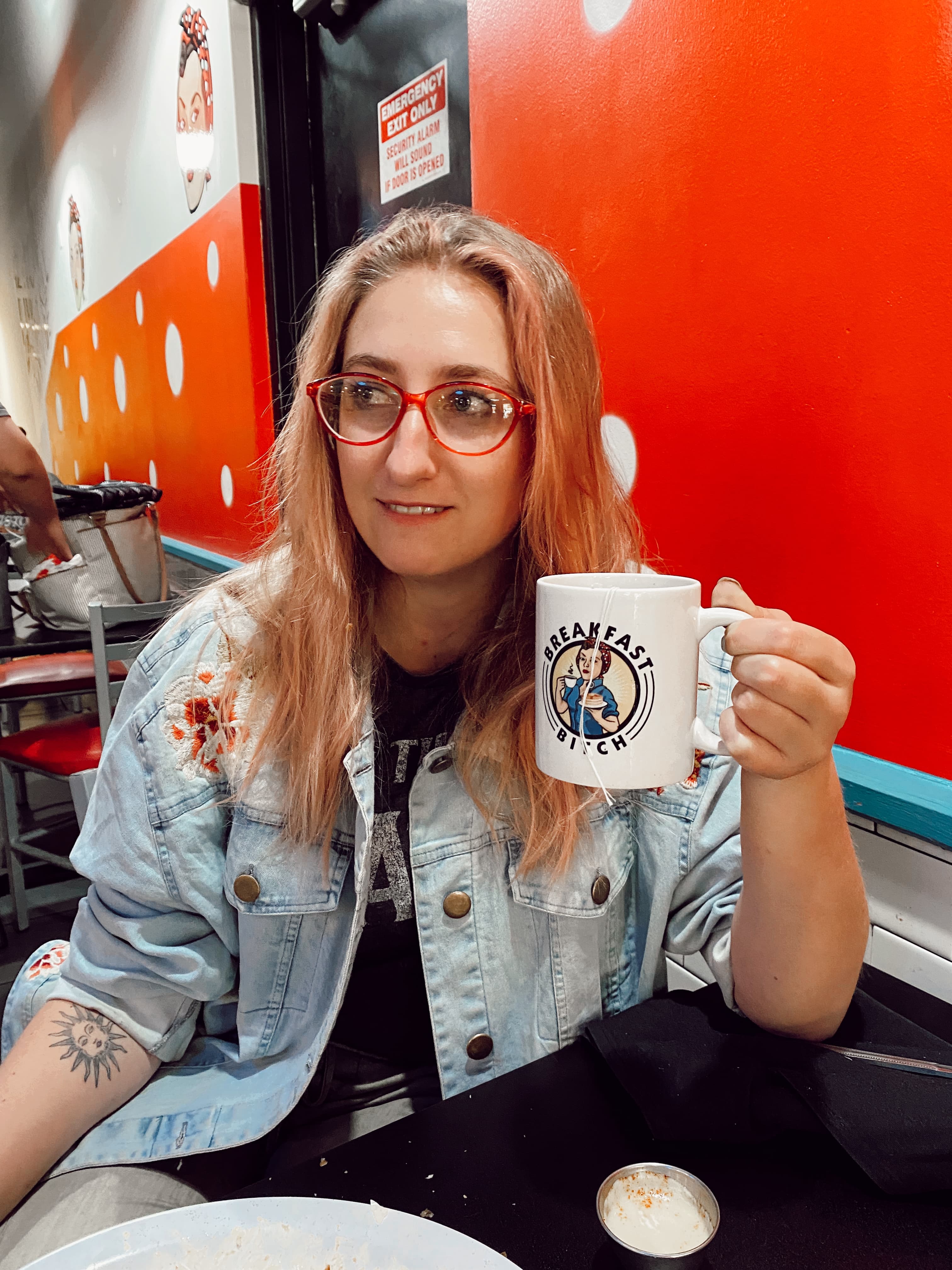 Enjoying a cup of coffee