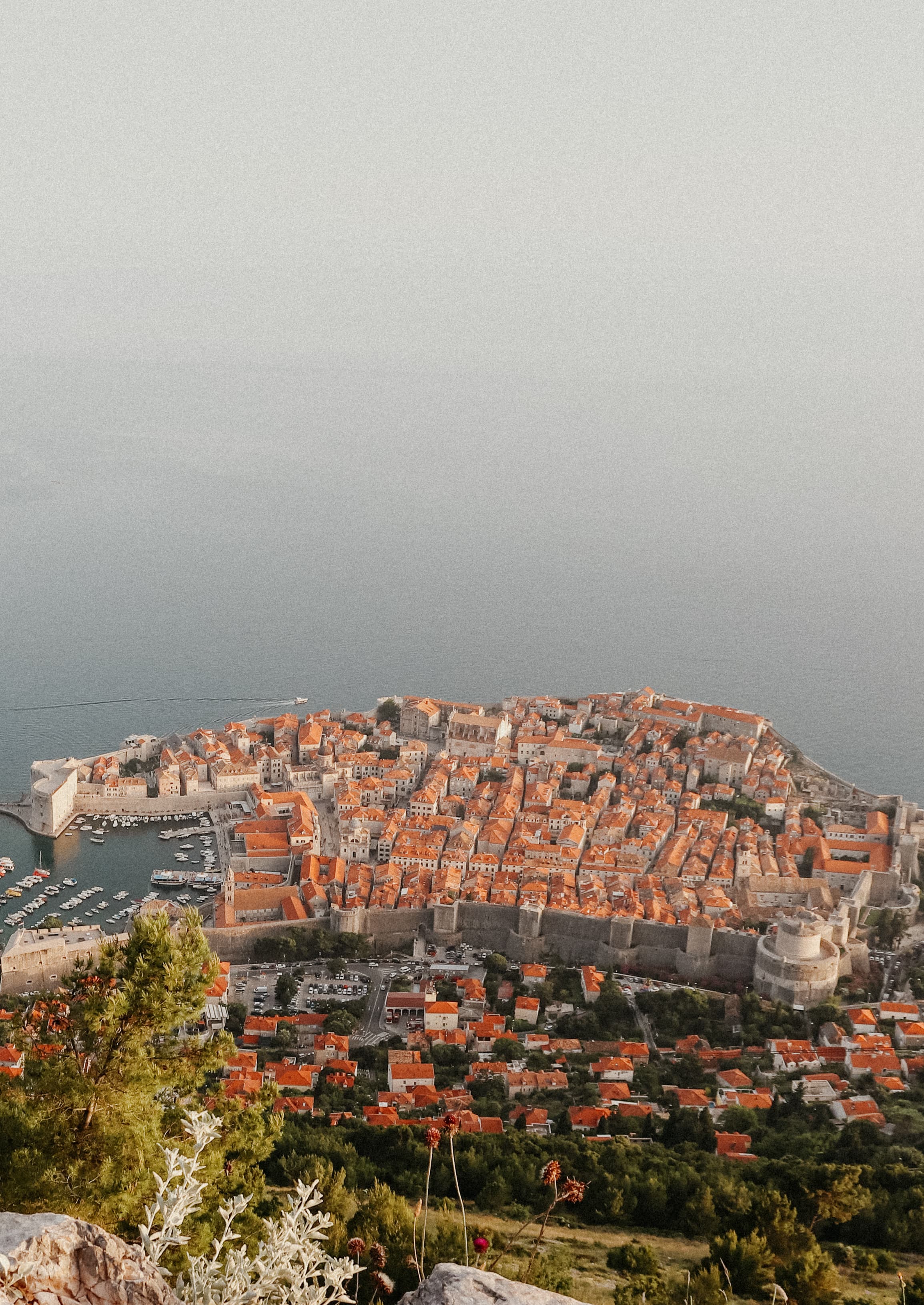 A beautiful view of city with sea from the mountain