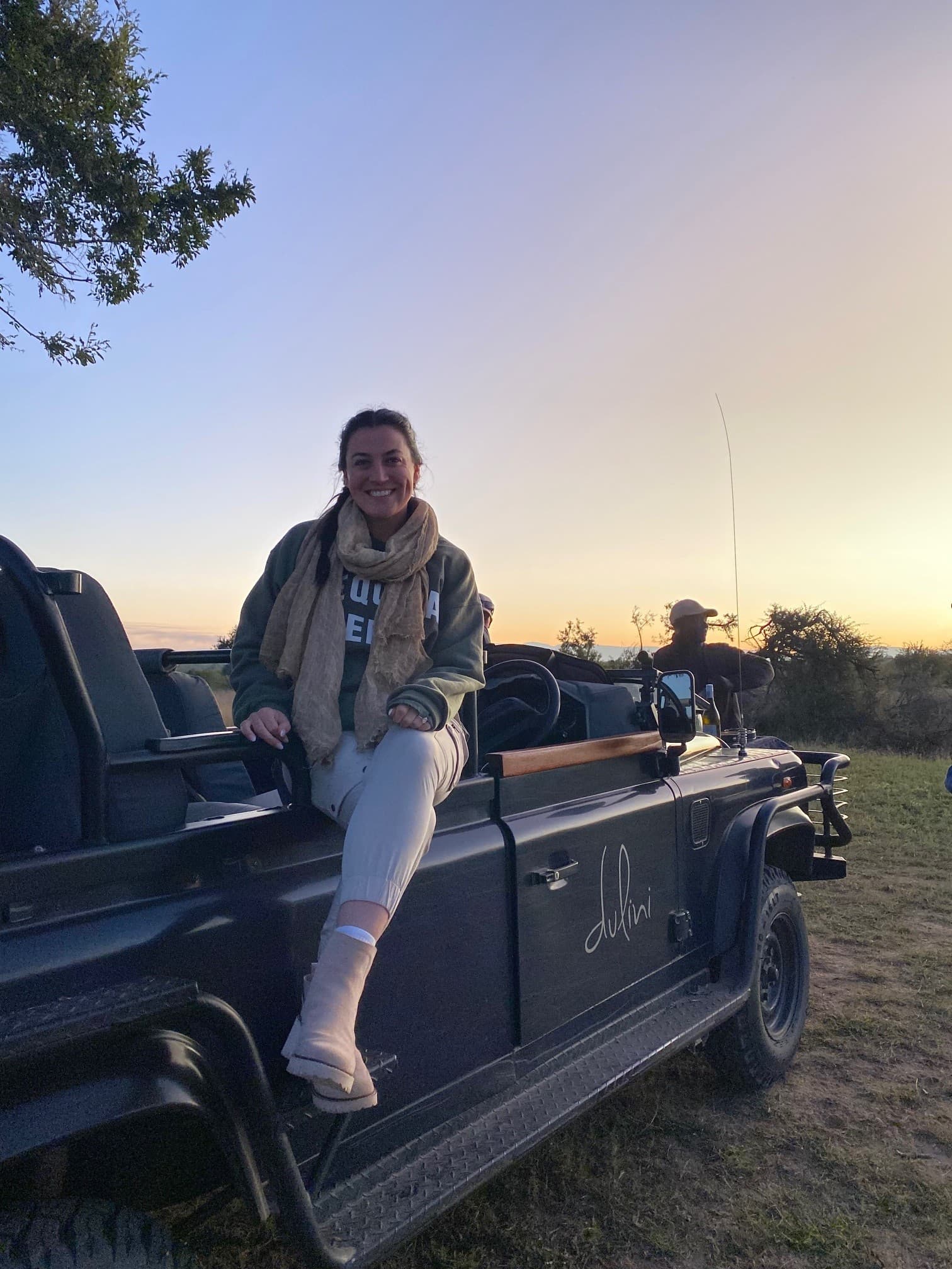 Sitting on a jeep