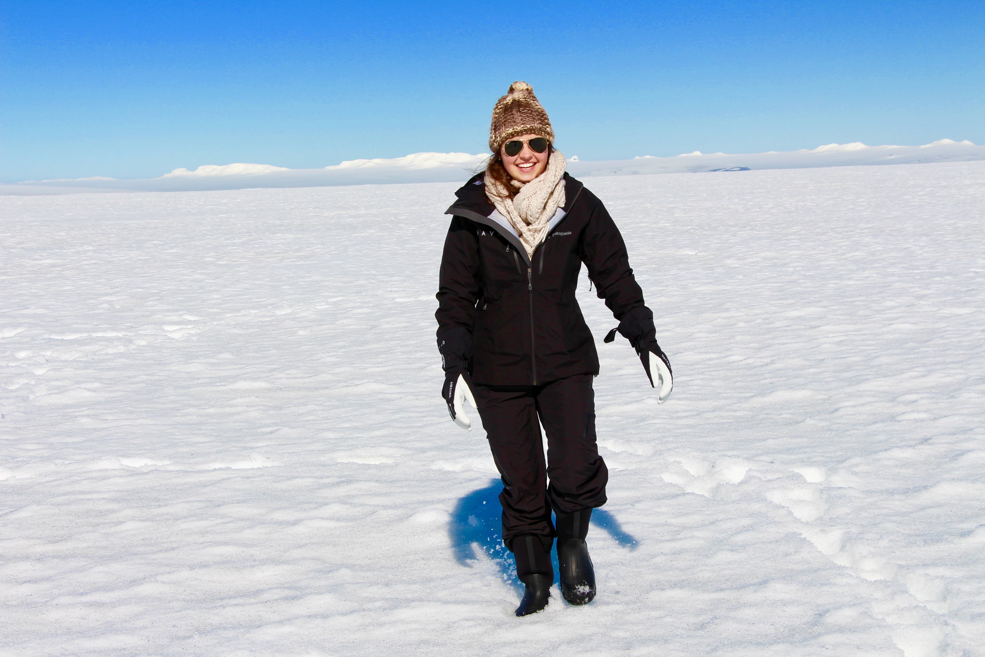 Standing in snow for a picture