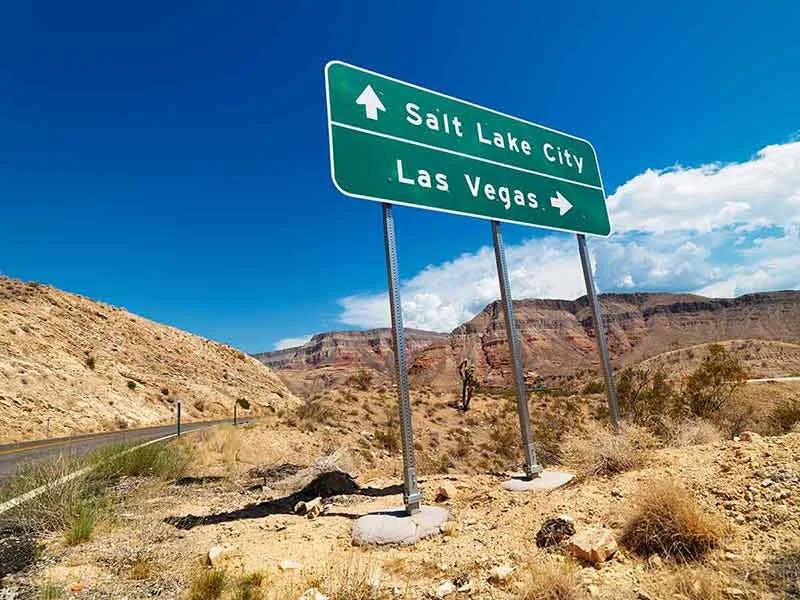 board show direction to Salt Lake City and Las Vegas