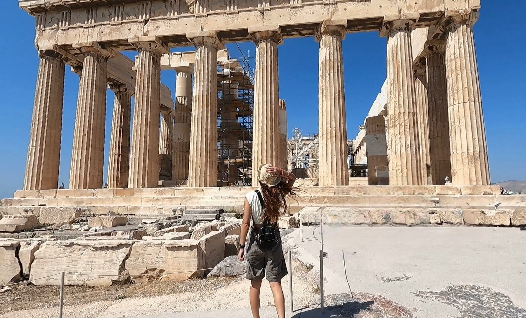 Picture of Alexandria staring at the Parthenon