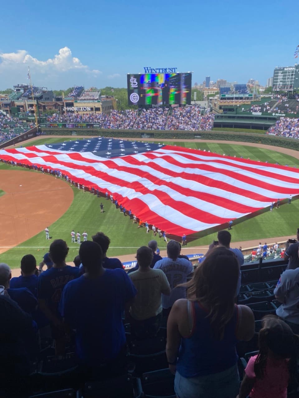 View of USA flag in the stadium