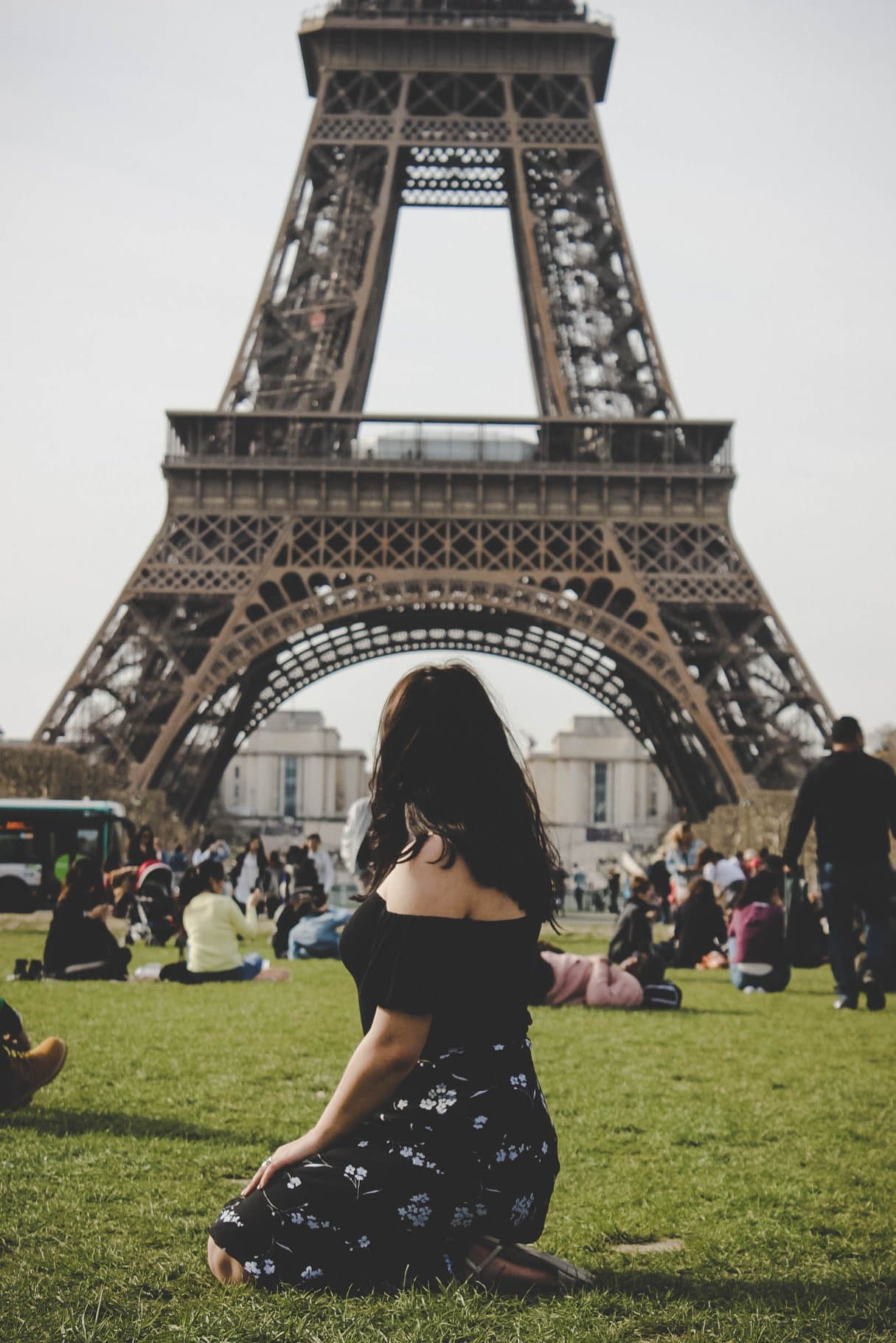 Posing by the Eiffel Tower
