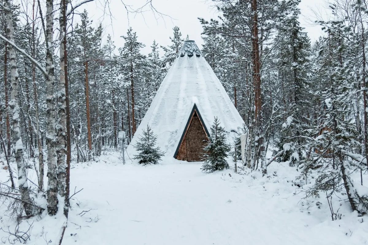 A luxury, yurt-style cabin hidden somewhere in the American northwest