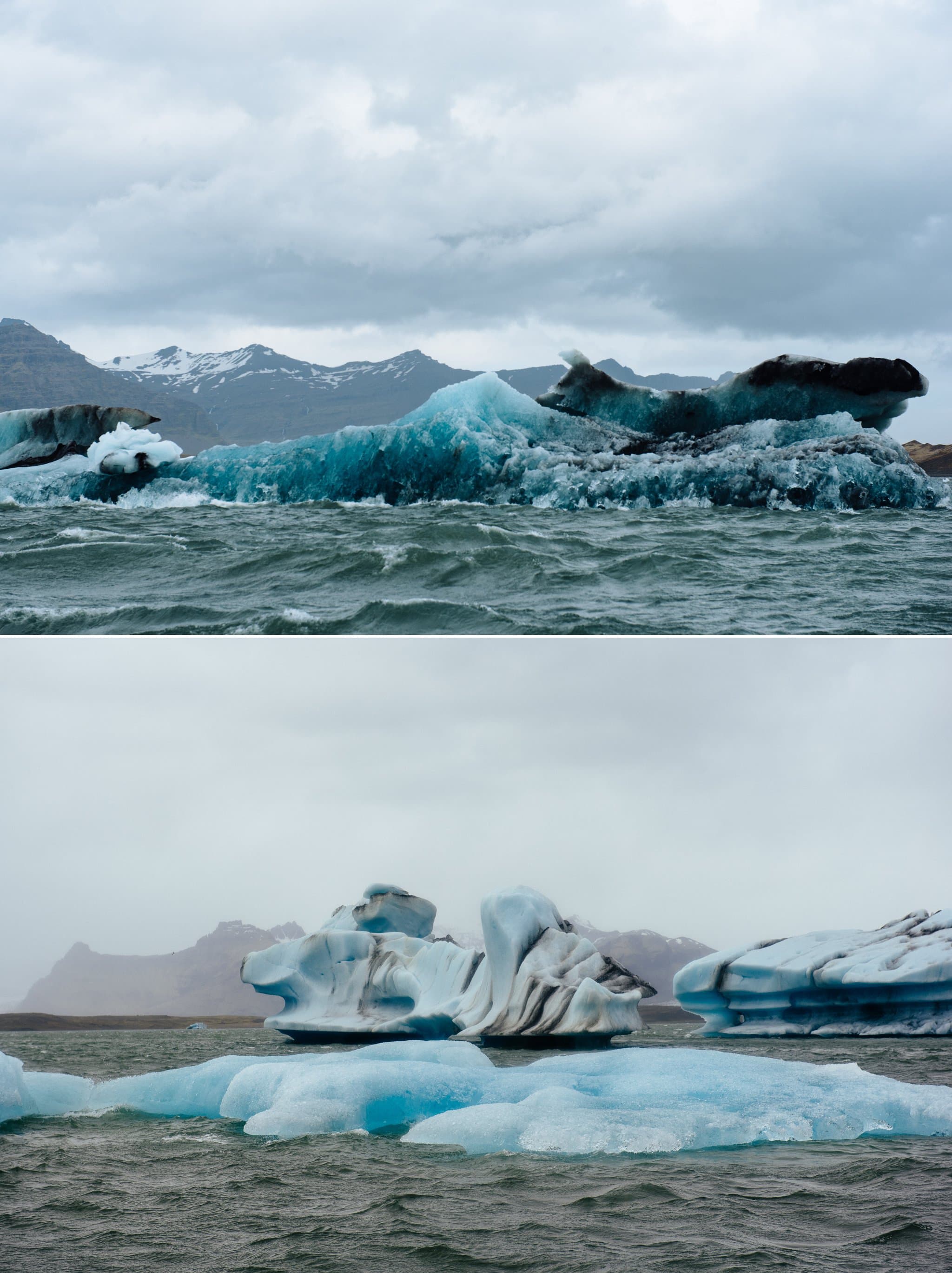 Sculpture-like glaciers in Iceland's waters.