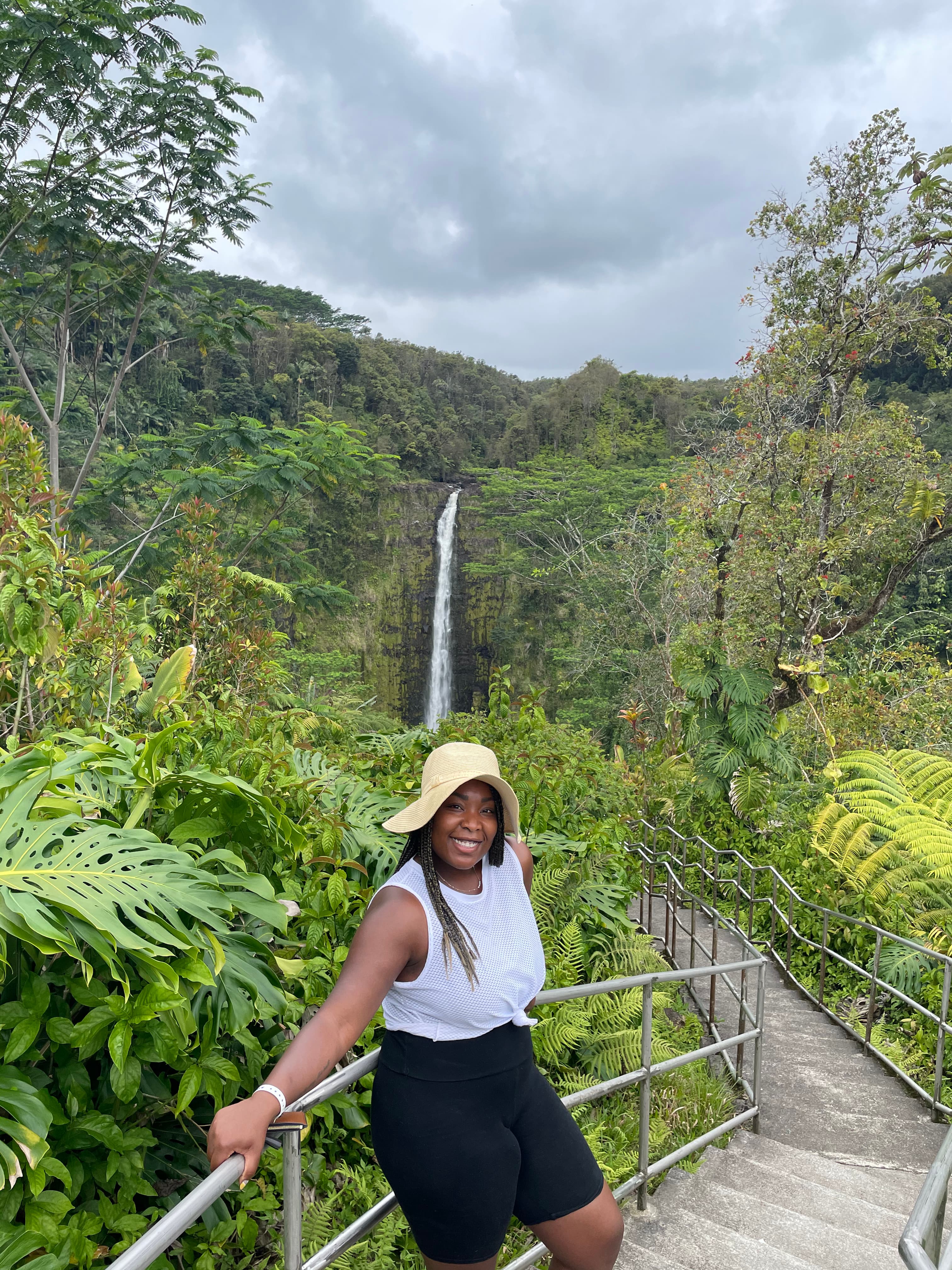 Posing for a picture on the stairs