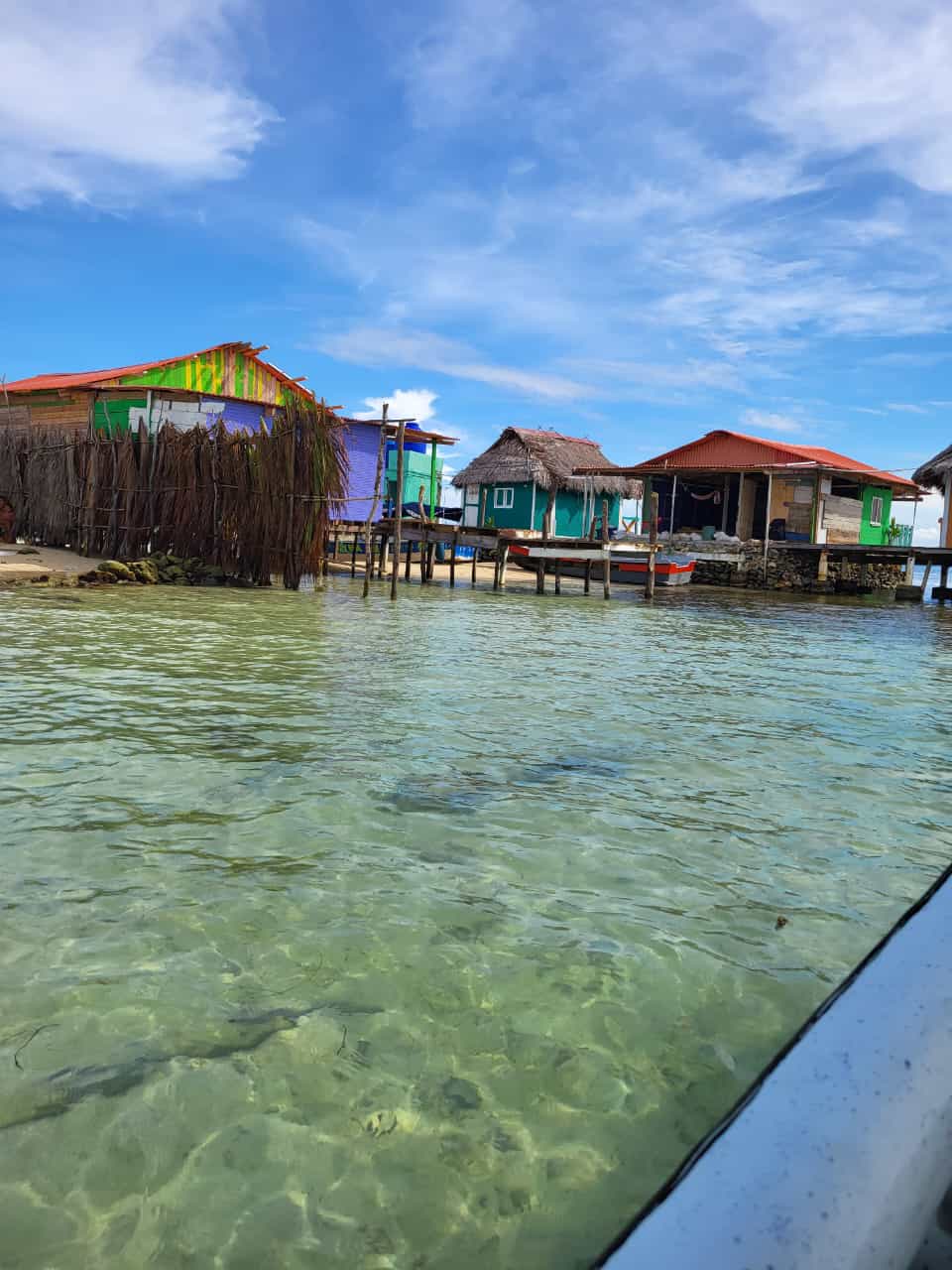 View of colorful beach huts