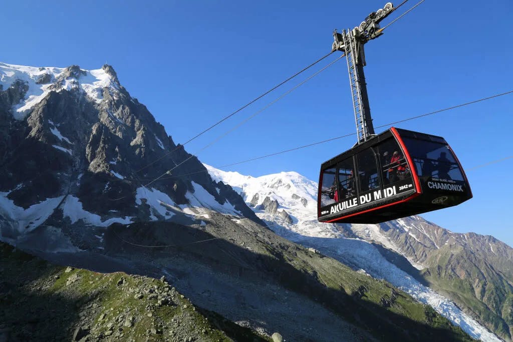 Aiguille du midi cable car will take you from the centre of Chamonix to the high mountains.