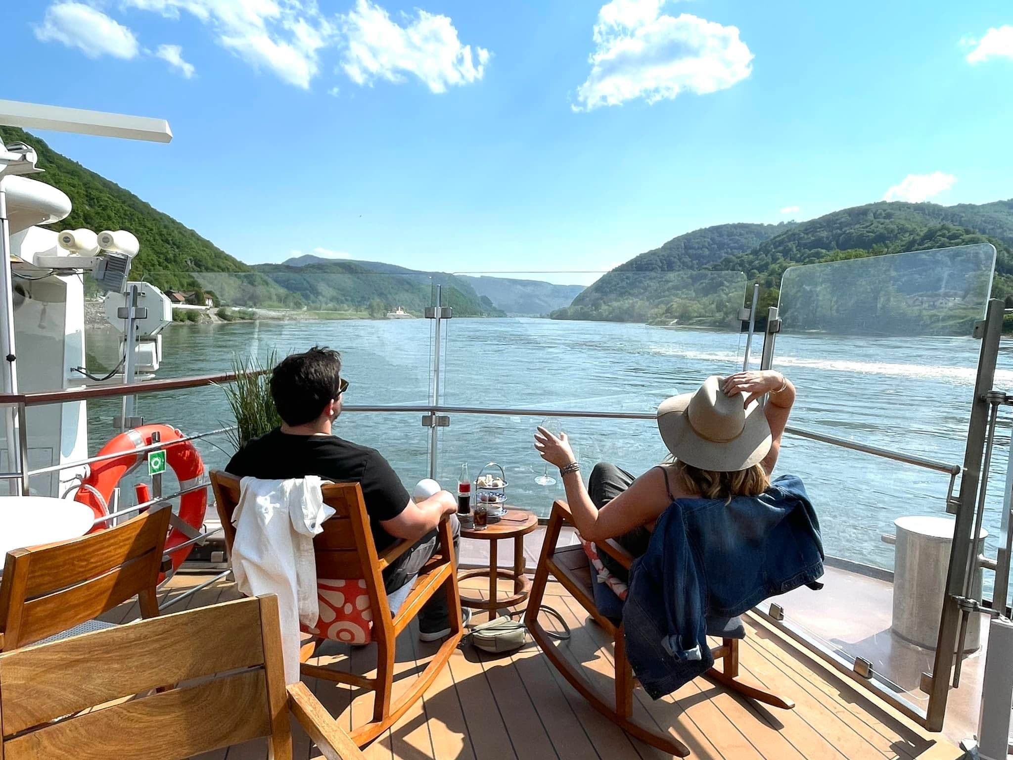 Shauna chilling with her partner on a Yacht