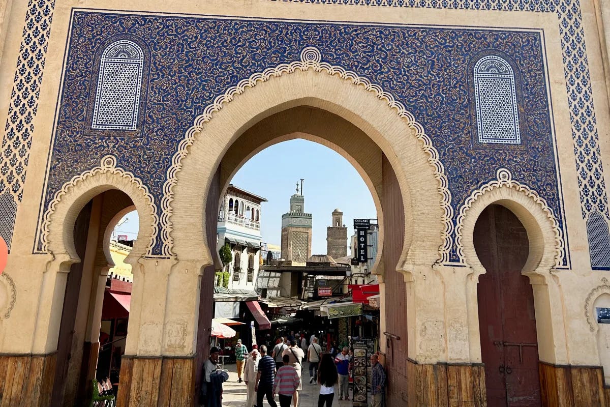 A picture of the blue gates at Fes during daytime