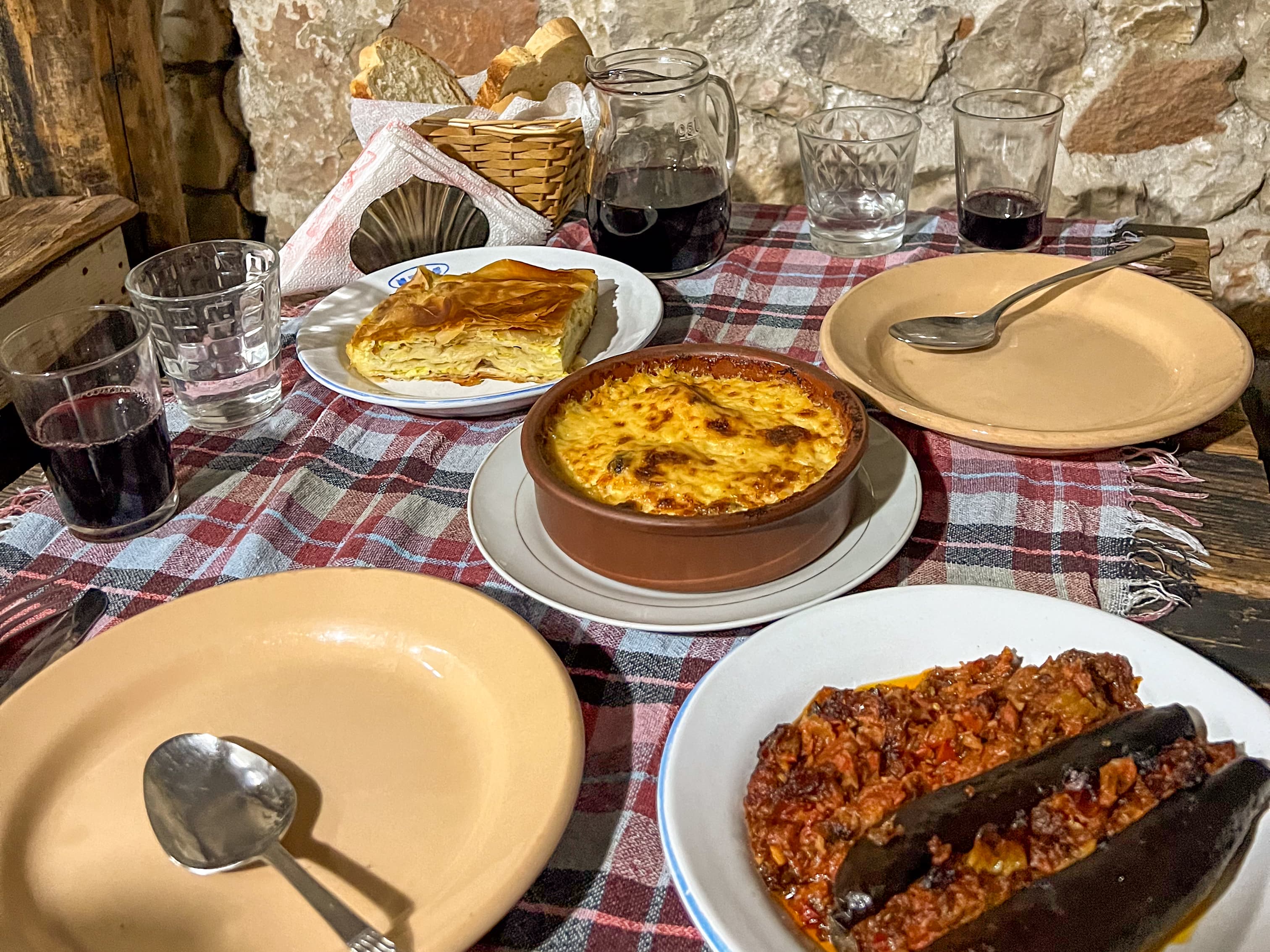 Having delicious dinner at a restaurant