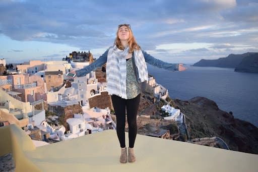 Standing over Greece skyline.
