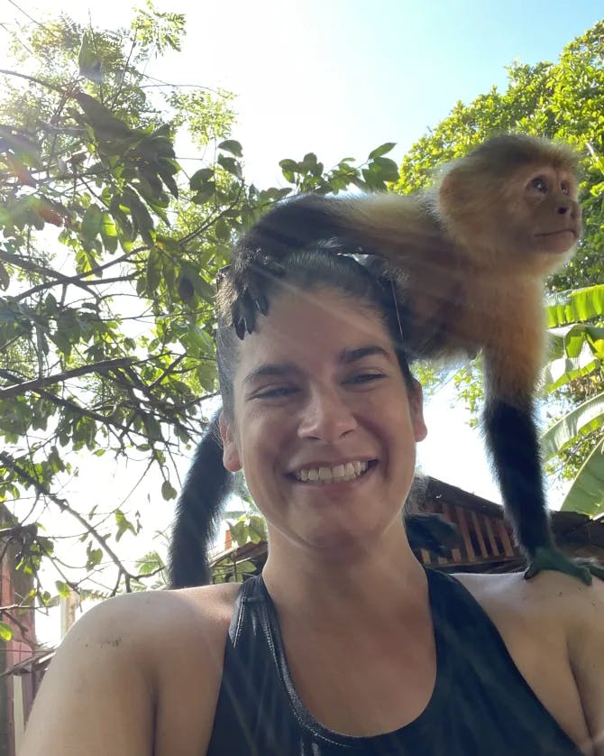 Picture of Vanessa with monkey