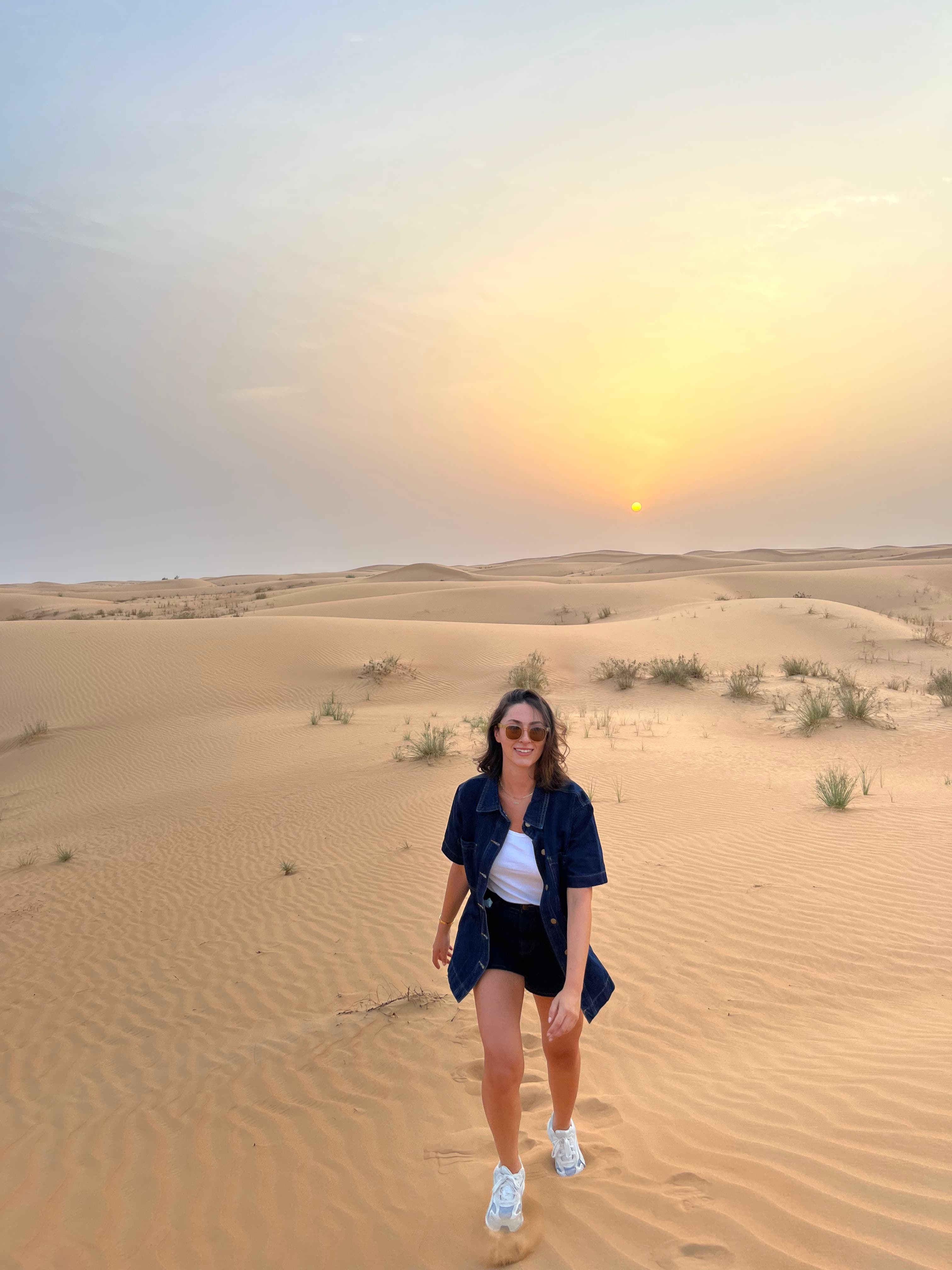 Posing for a picture in desert