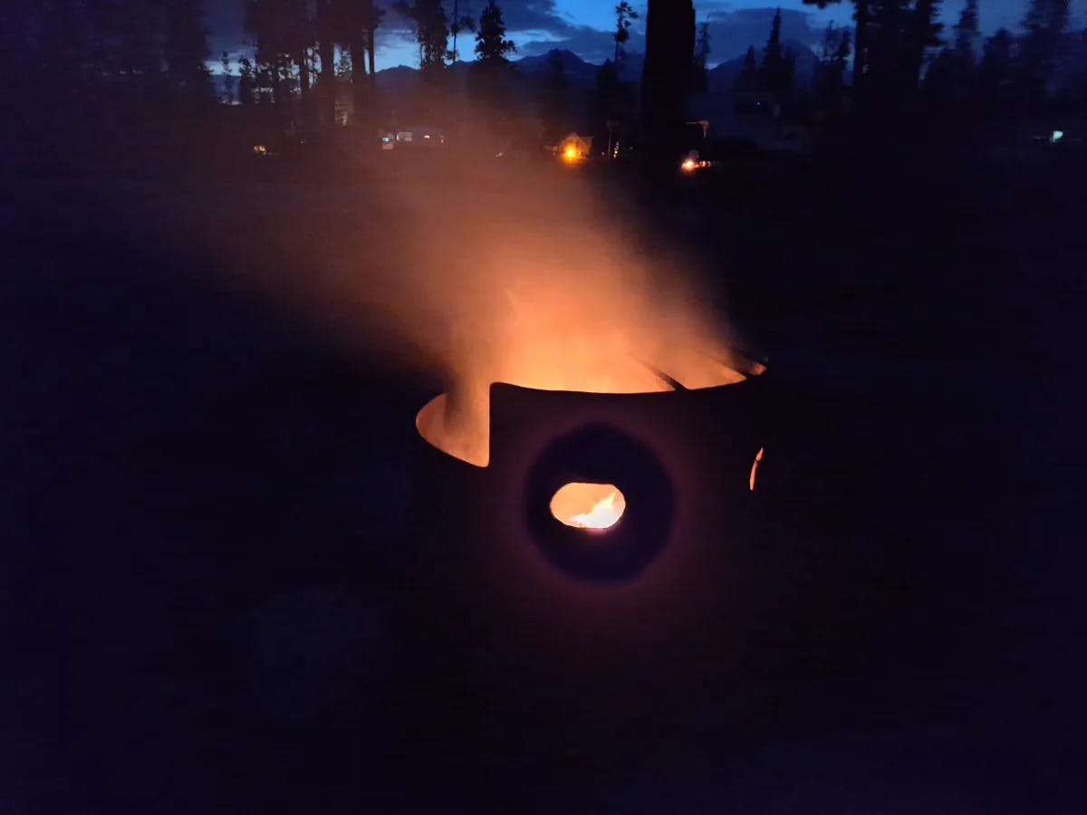 Fire pit at night.