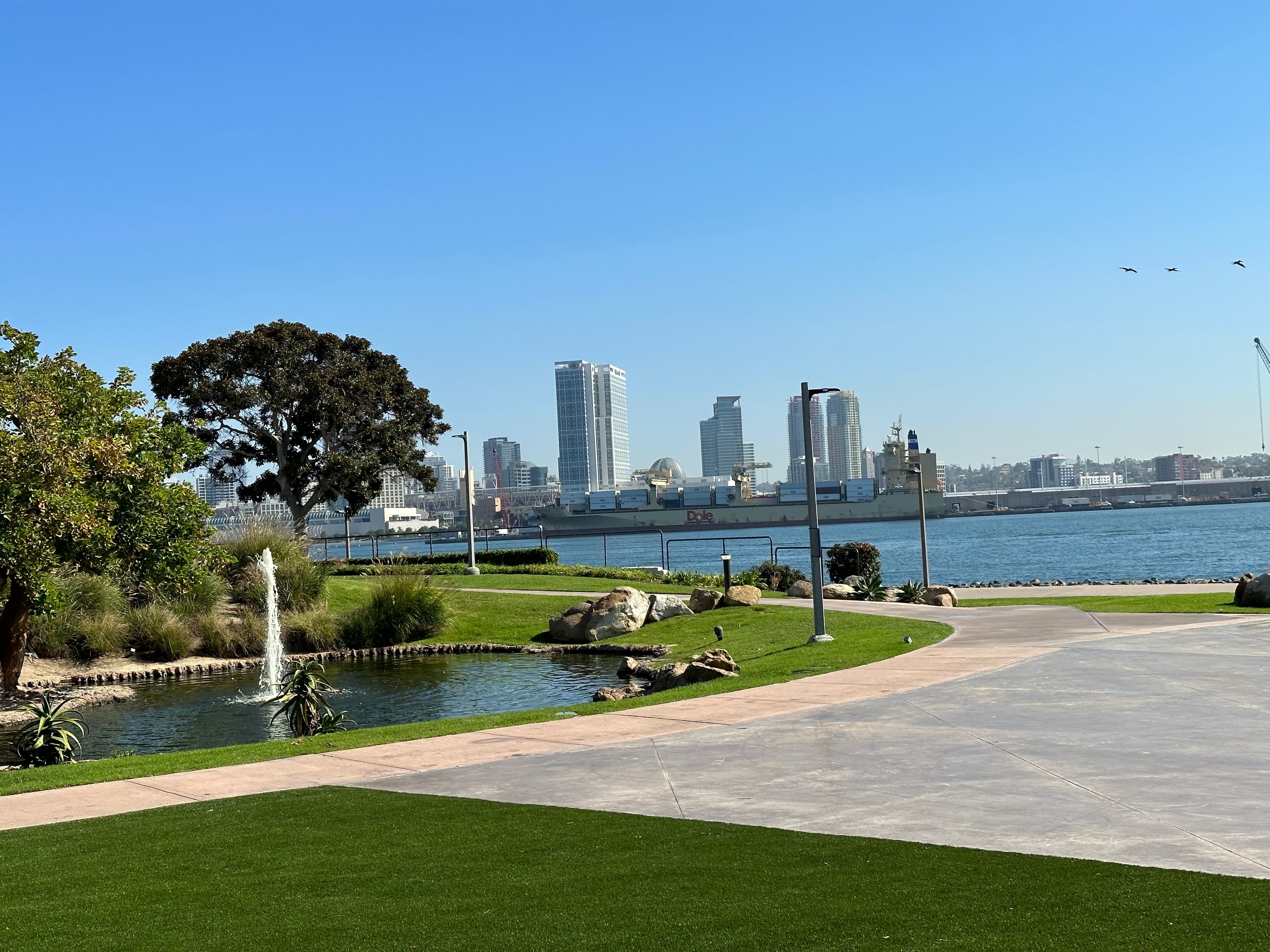 Fountain in the park by the sea shore