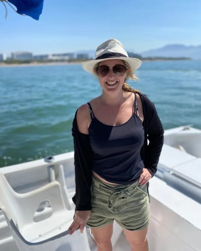 Hannah on the boat