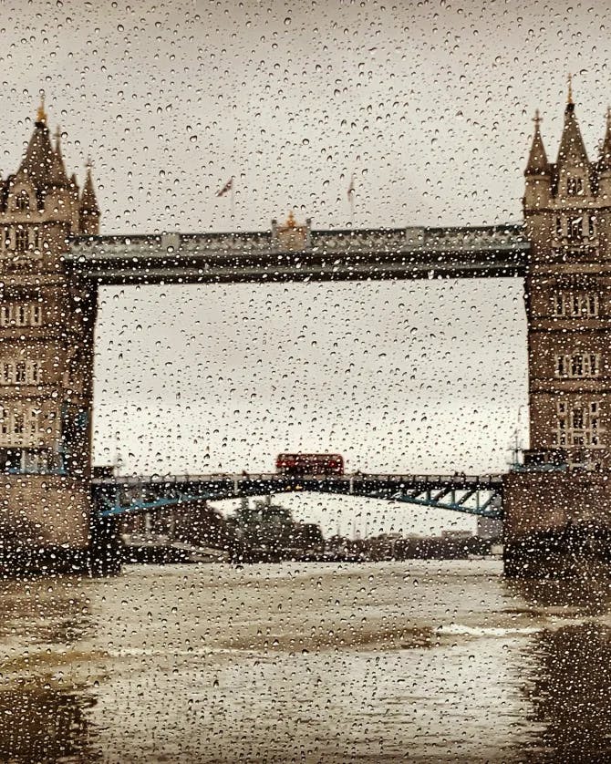 Rainy view of Tower Bridge