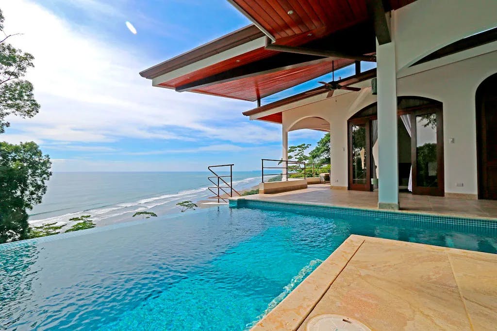 An infinity pool offers relaxation with stunning view.
