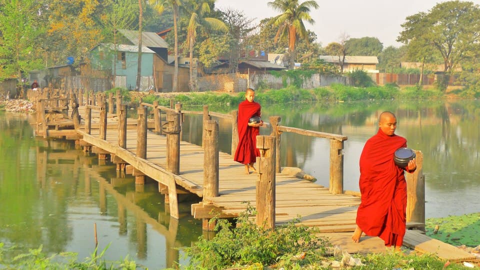 A bridge passing over a lake