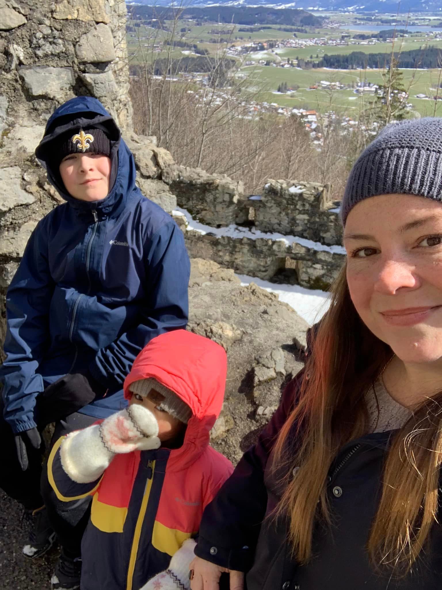 Posing for a photo with children