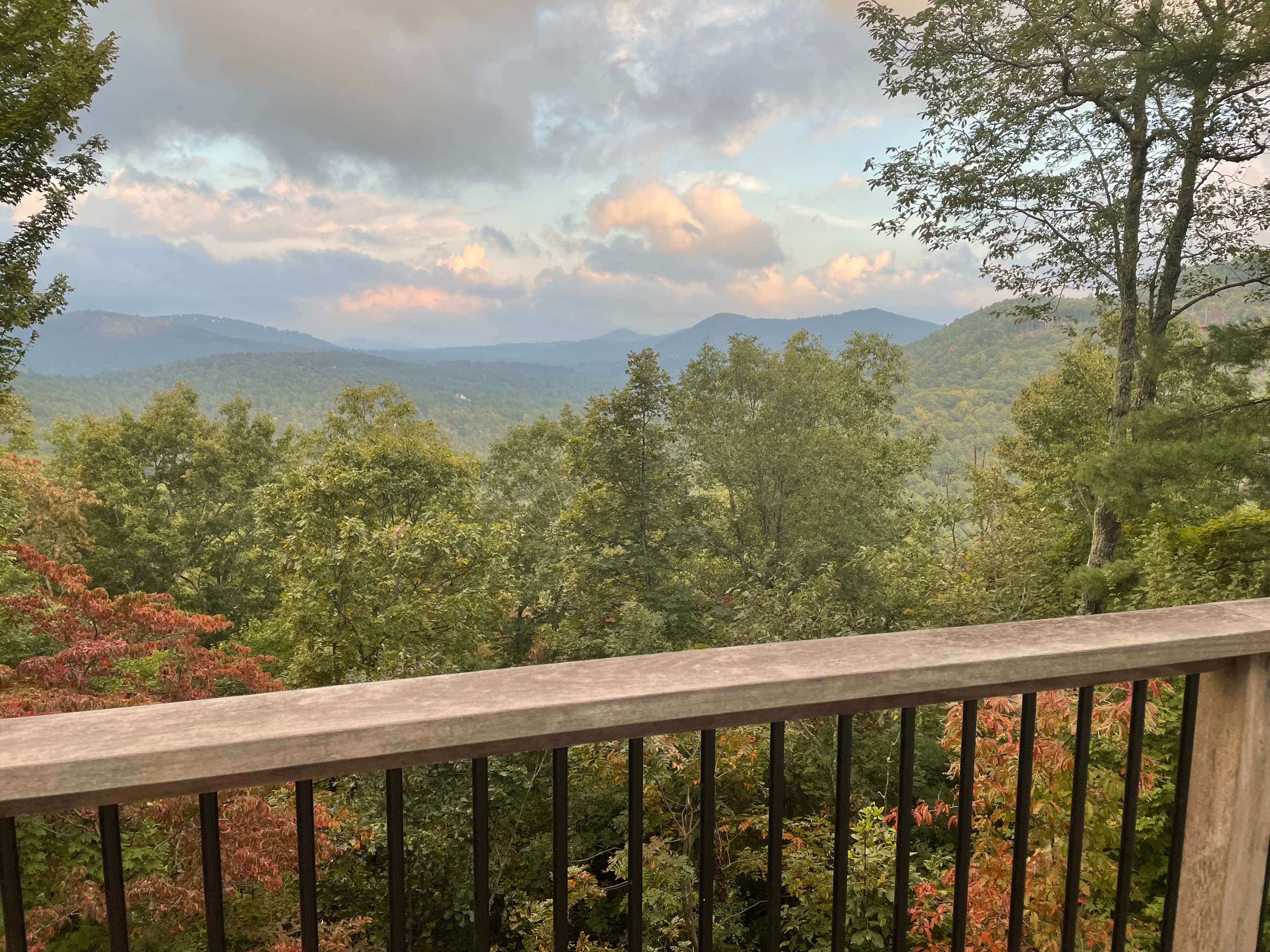 Autumn forest and mountains.