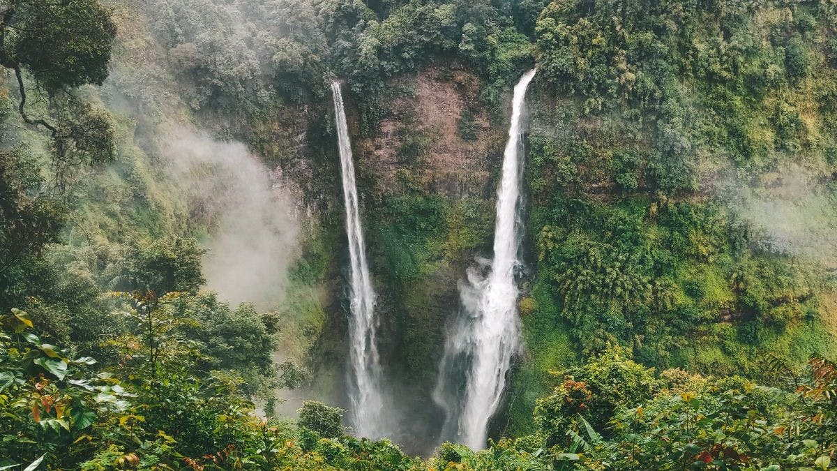 Waterfalls on a mountain