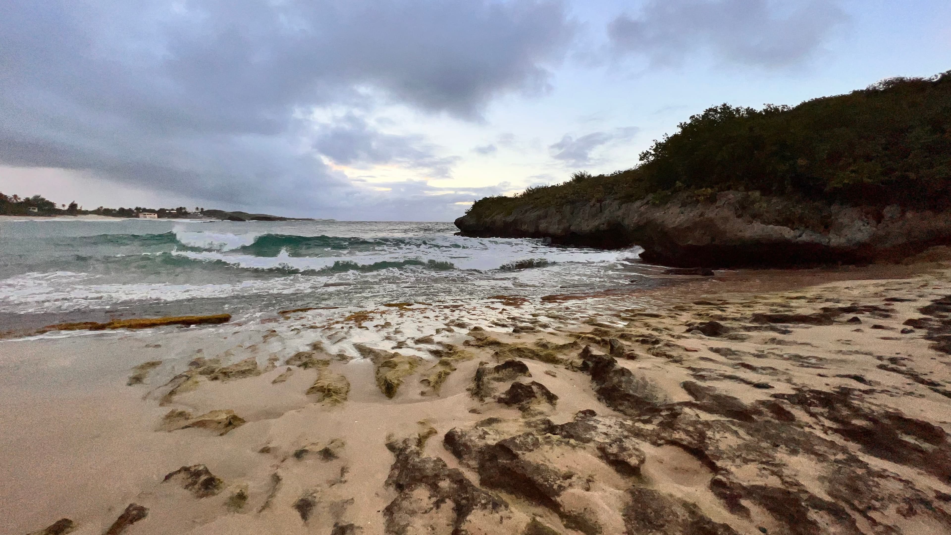 A view of sand along the shore