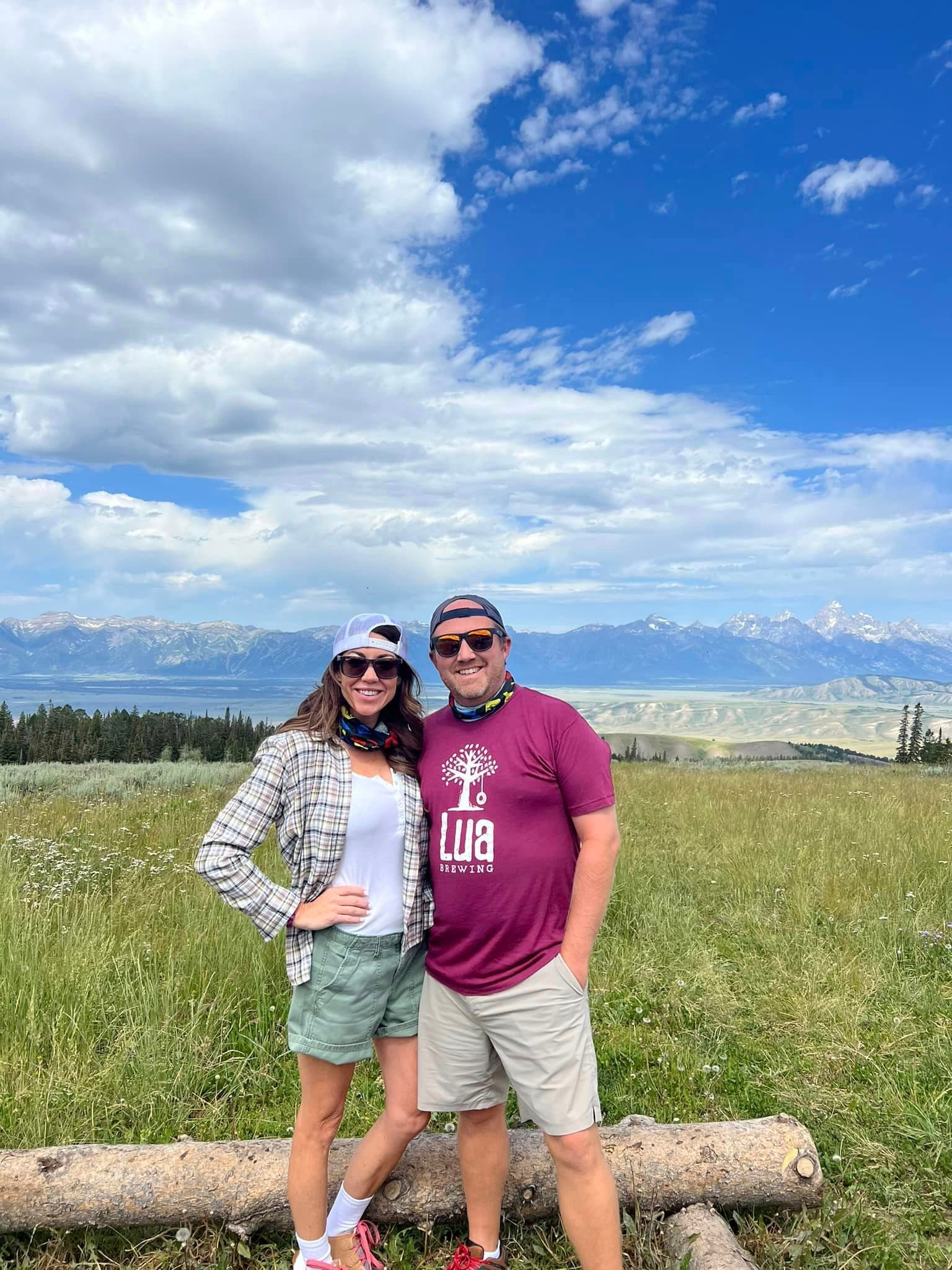 Posing for a picture with wife
