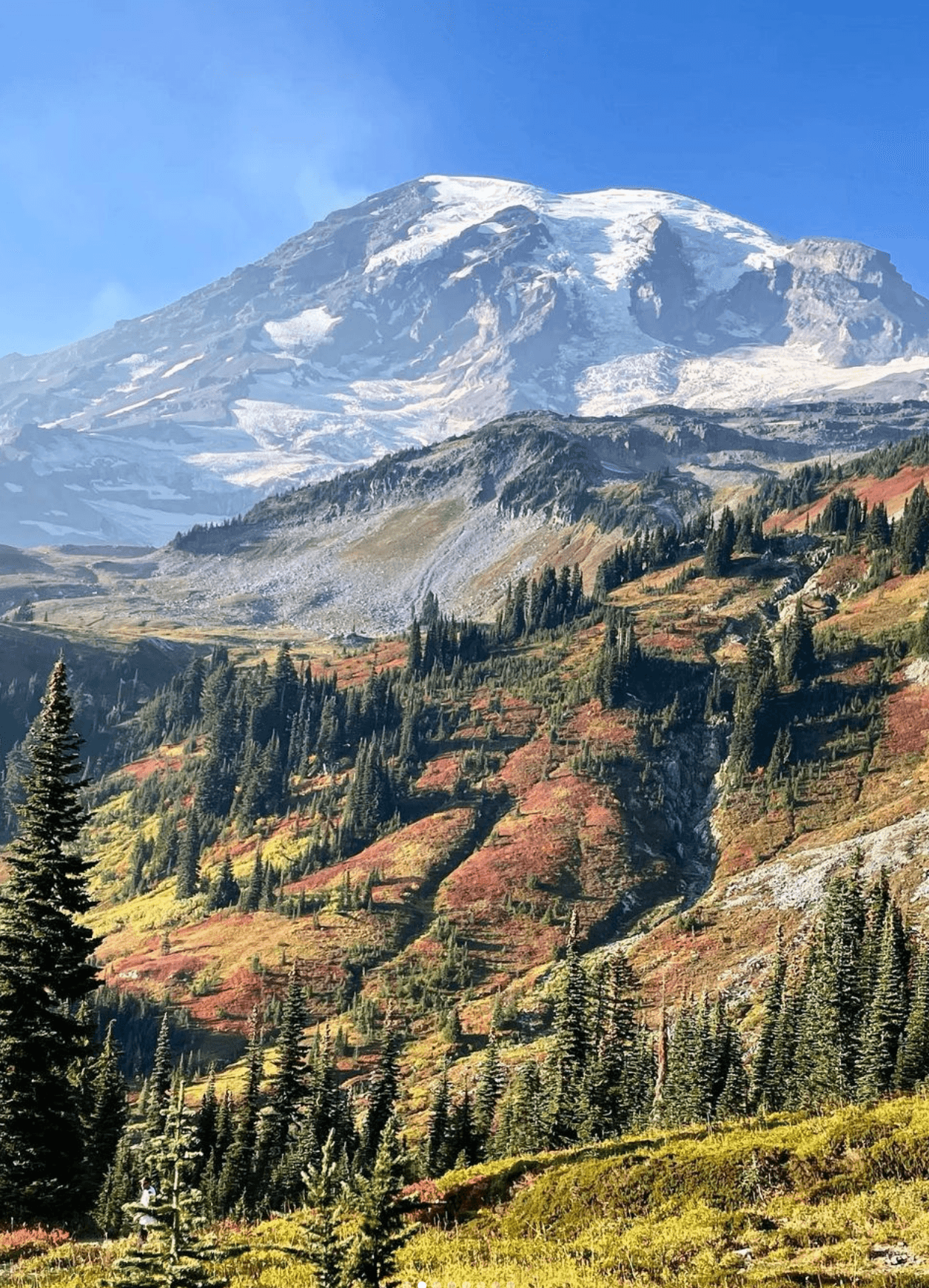 A beautiful view of a mountain landscape in fall.