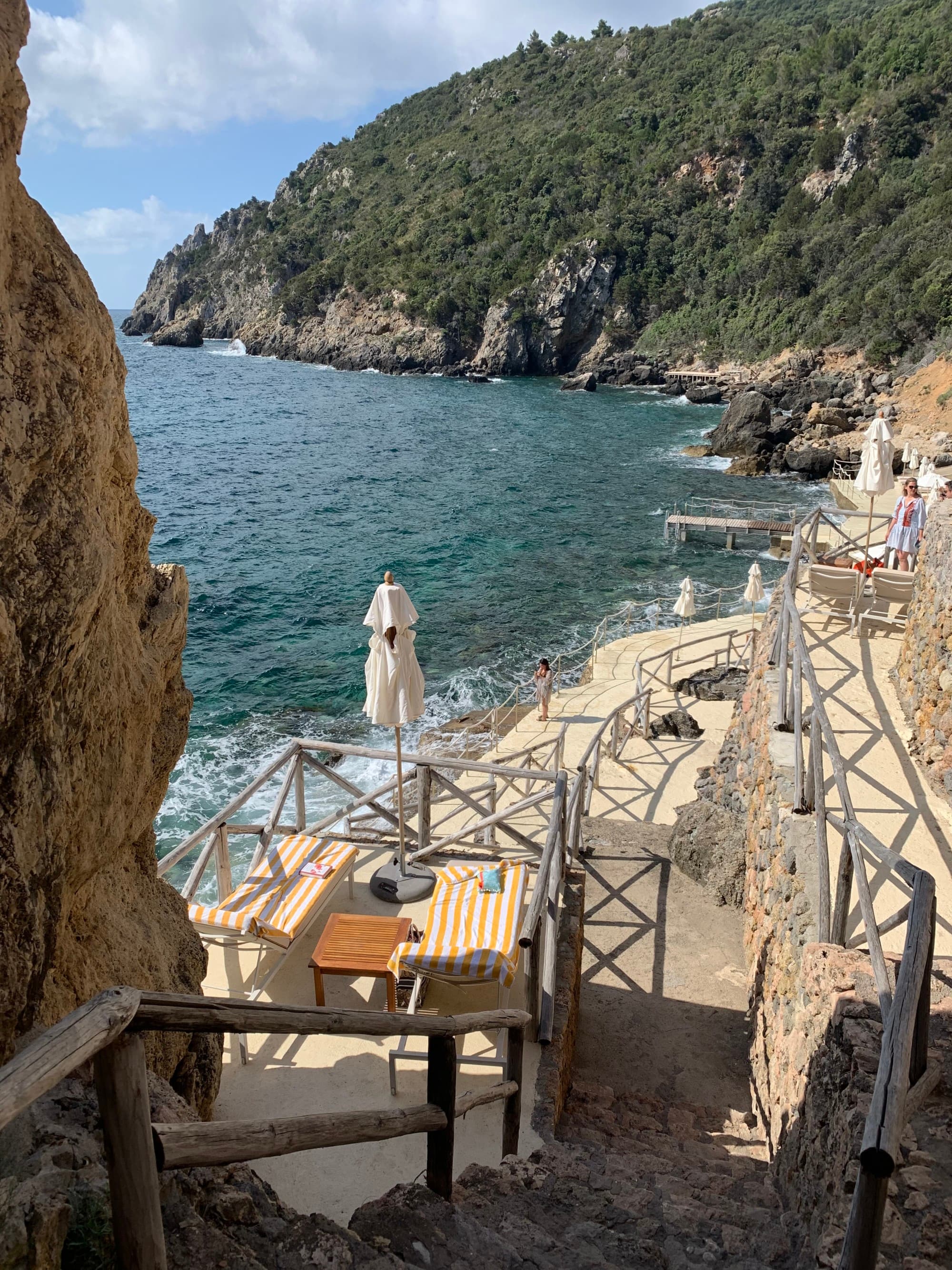 A serene seaside terrace.