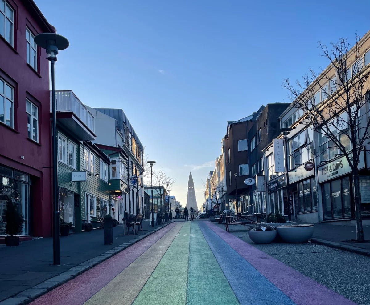 Rainbow street in Reykjavik