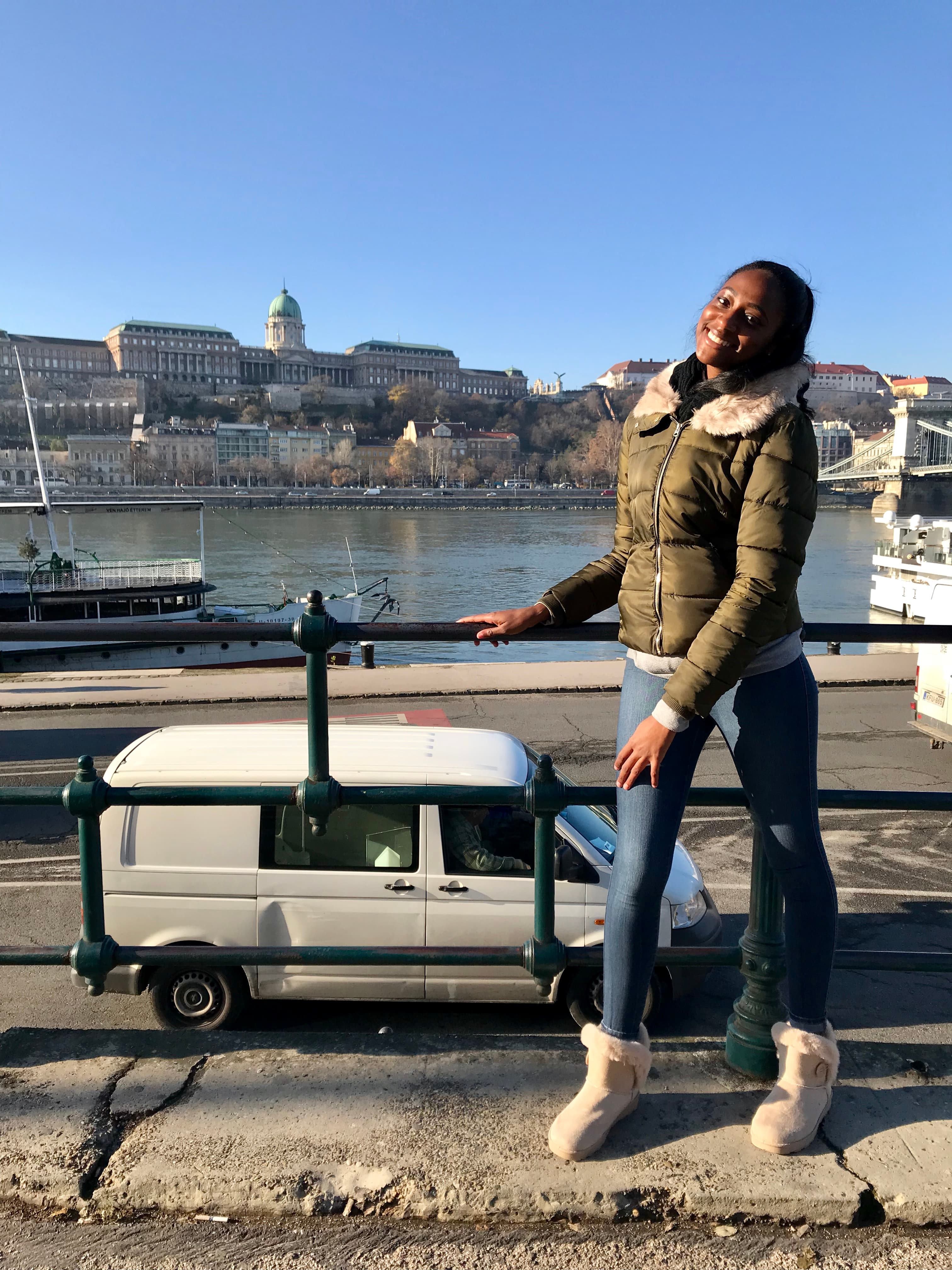 Advisor Brittany Archer taking picture in Budapest