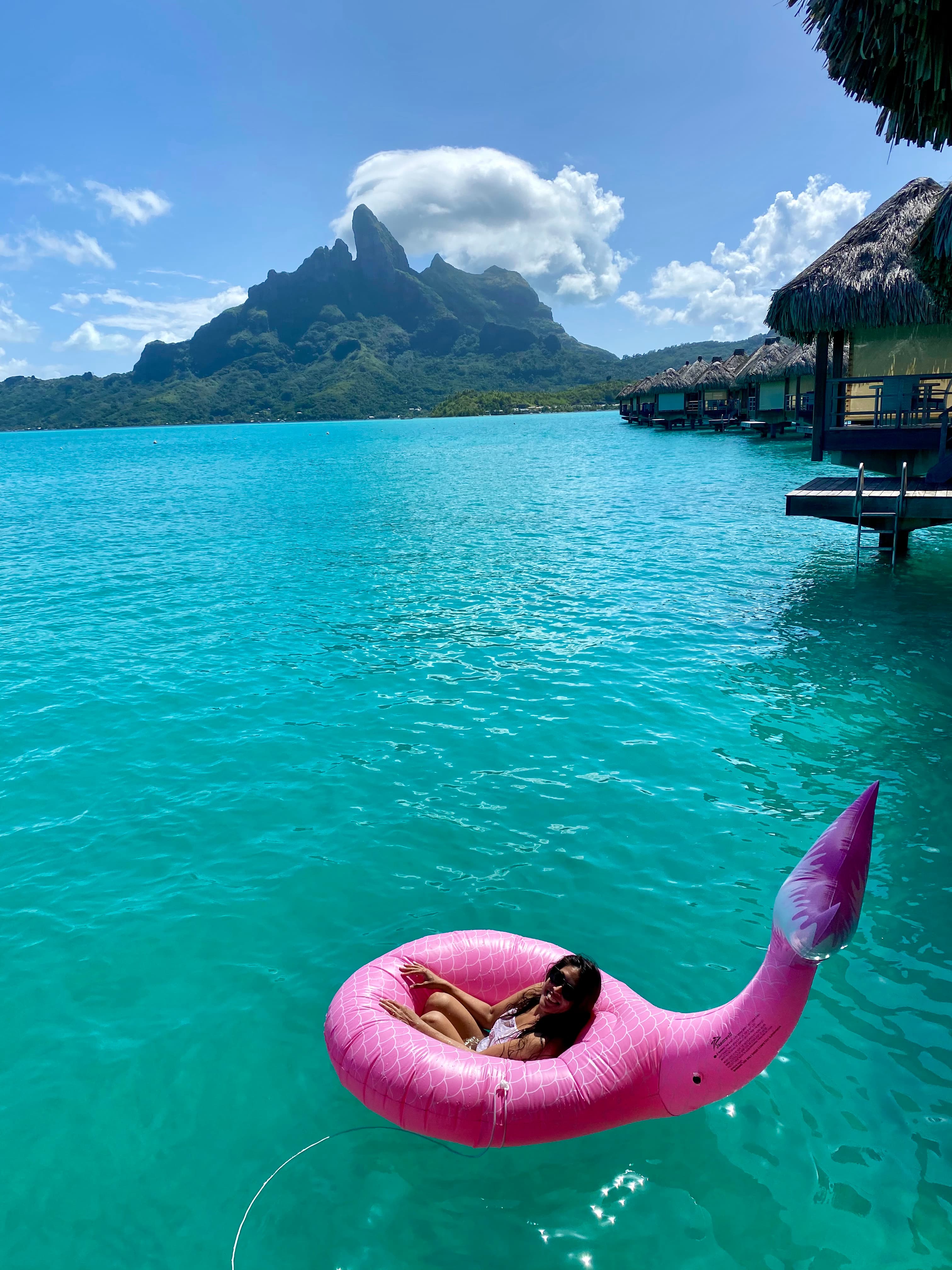 Floating in the beautiful green water