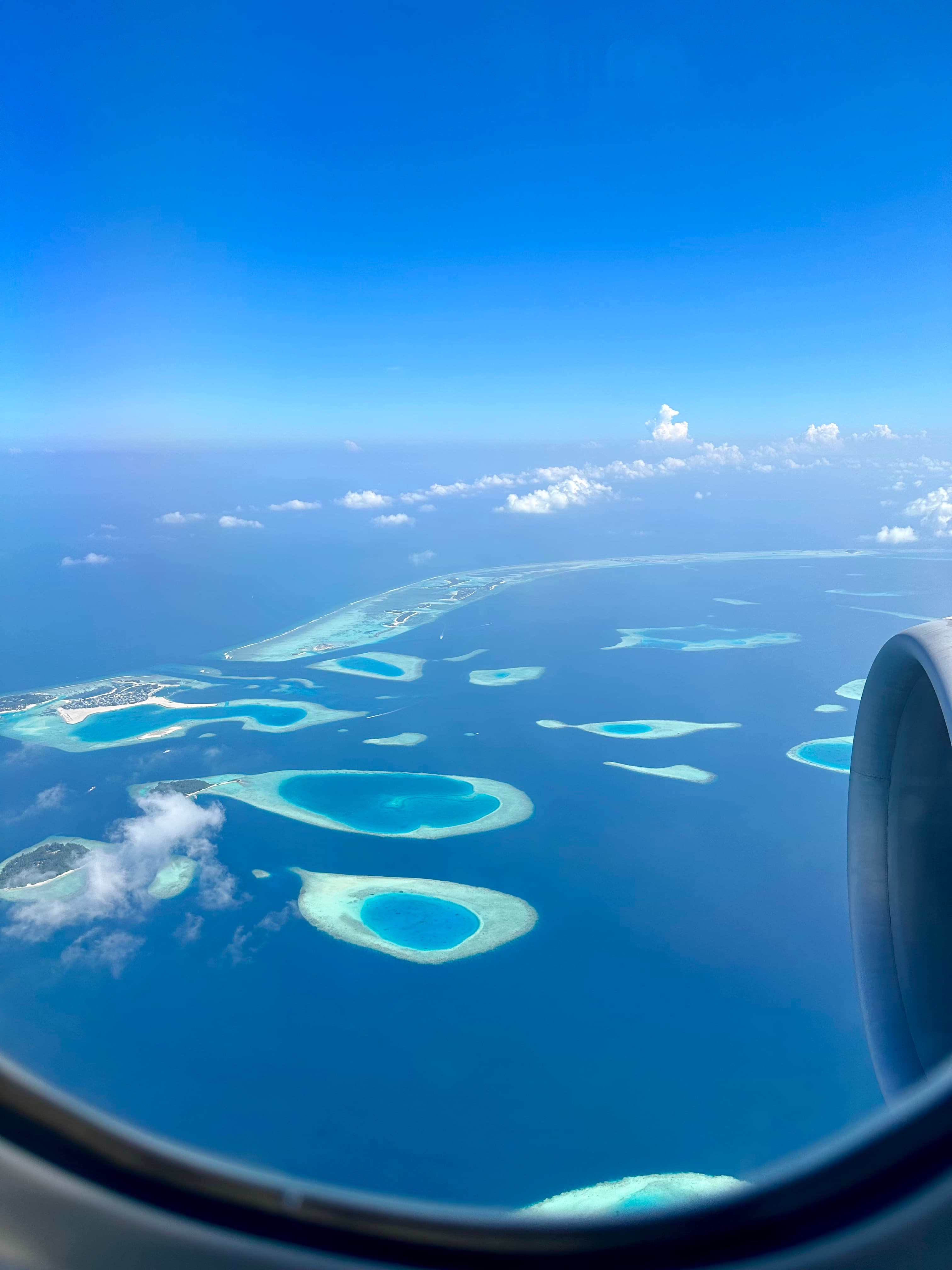 A beautiful aerial view of tropical islands surrounded by the ocean