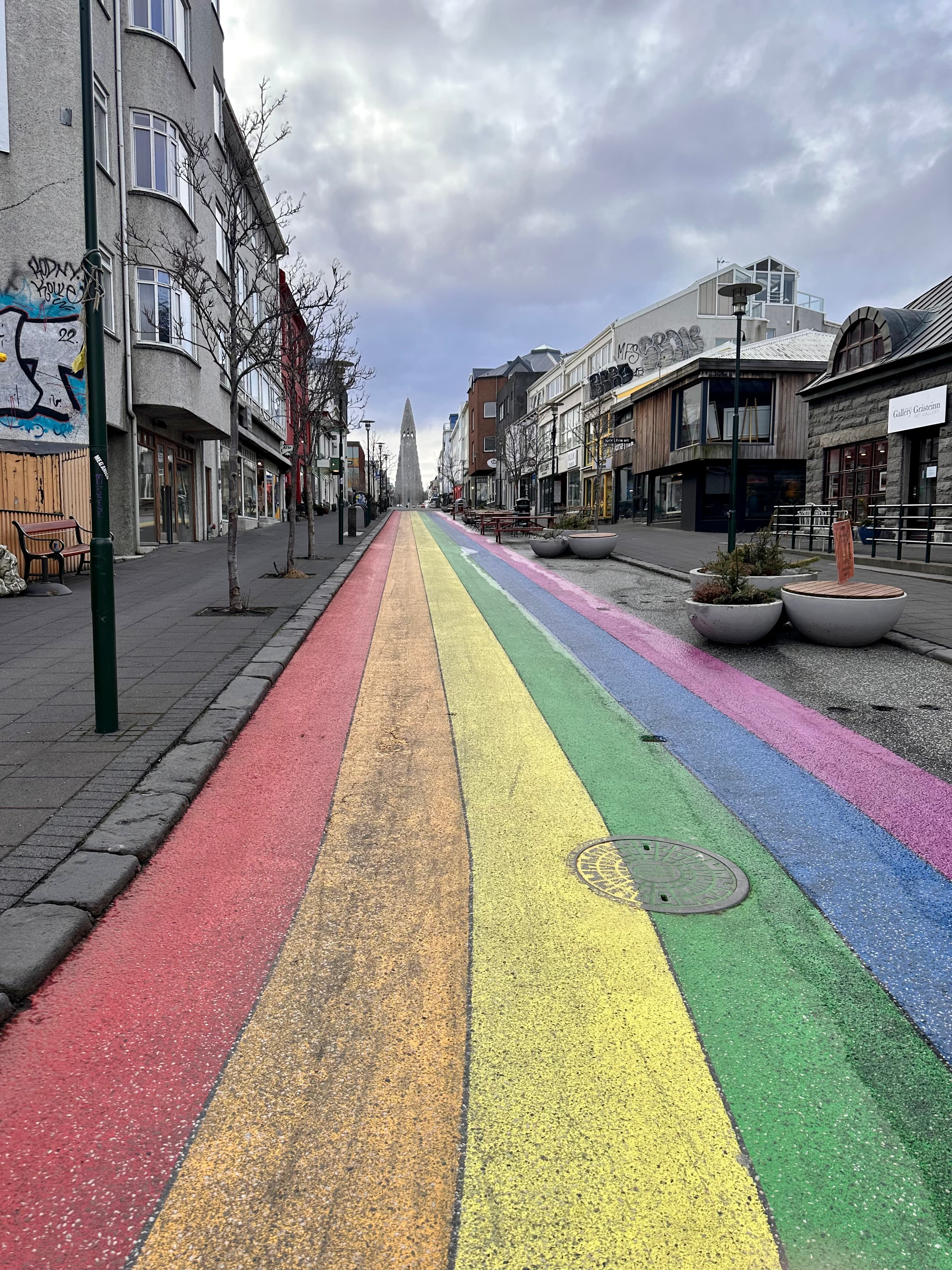 View of a rainbow street