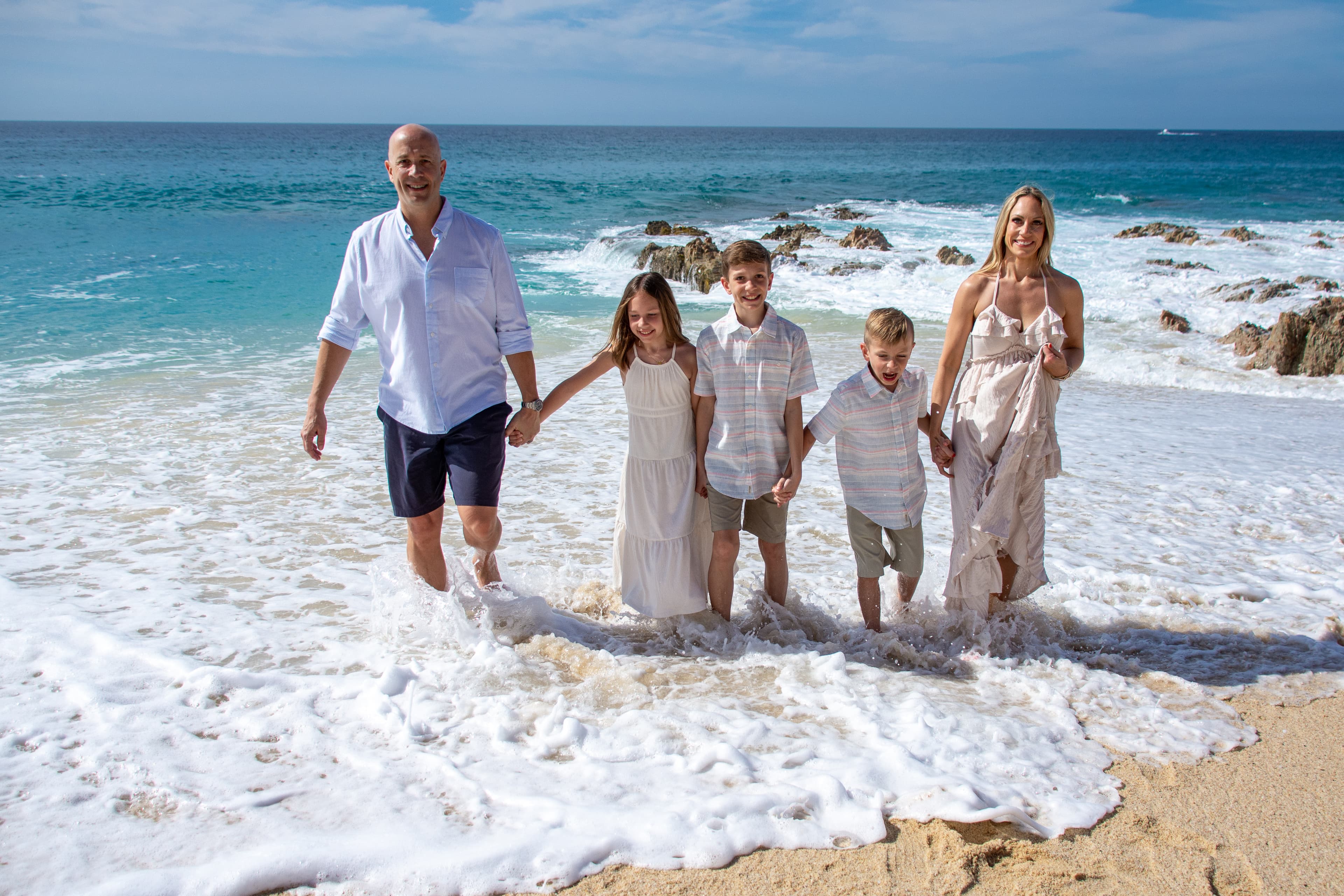 family photo at beach