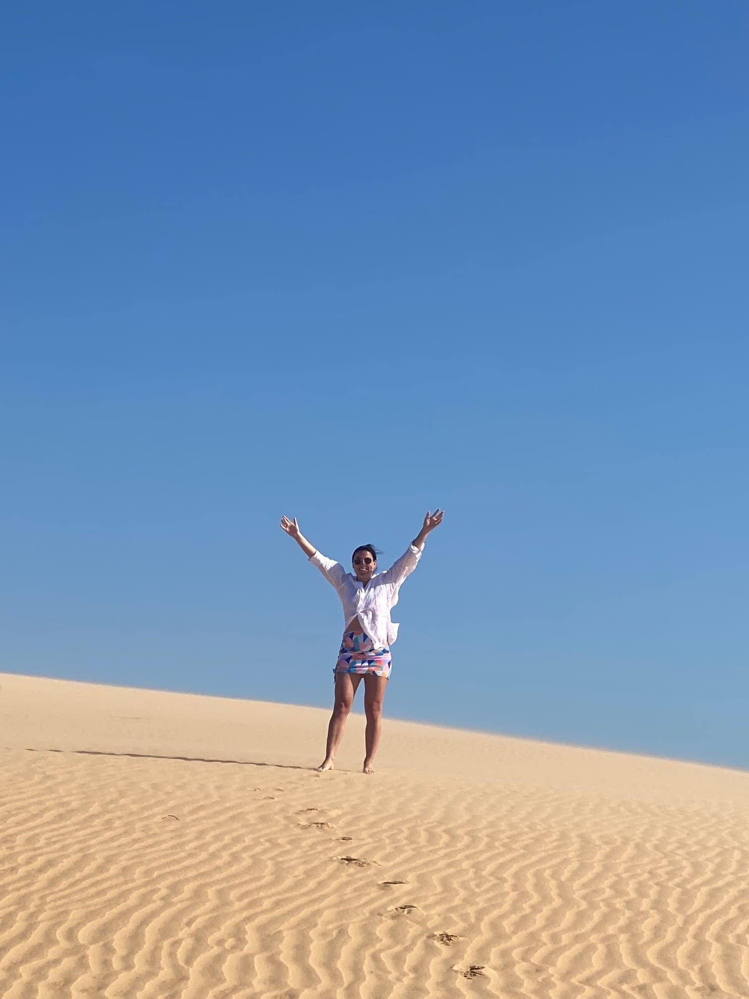 Posing for a picture in desert